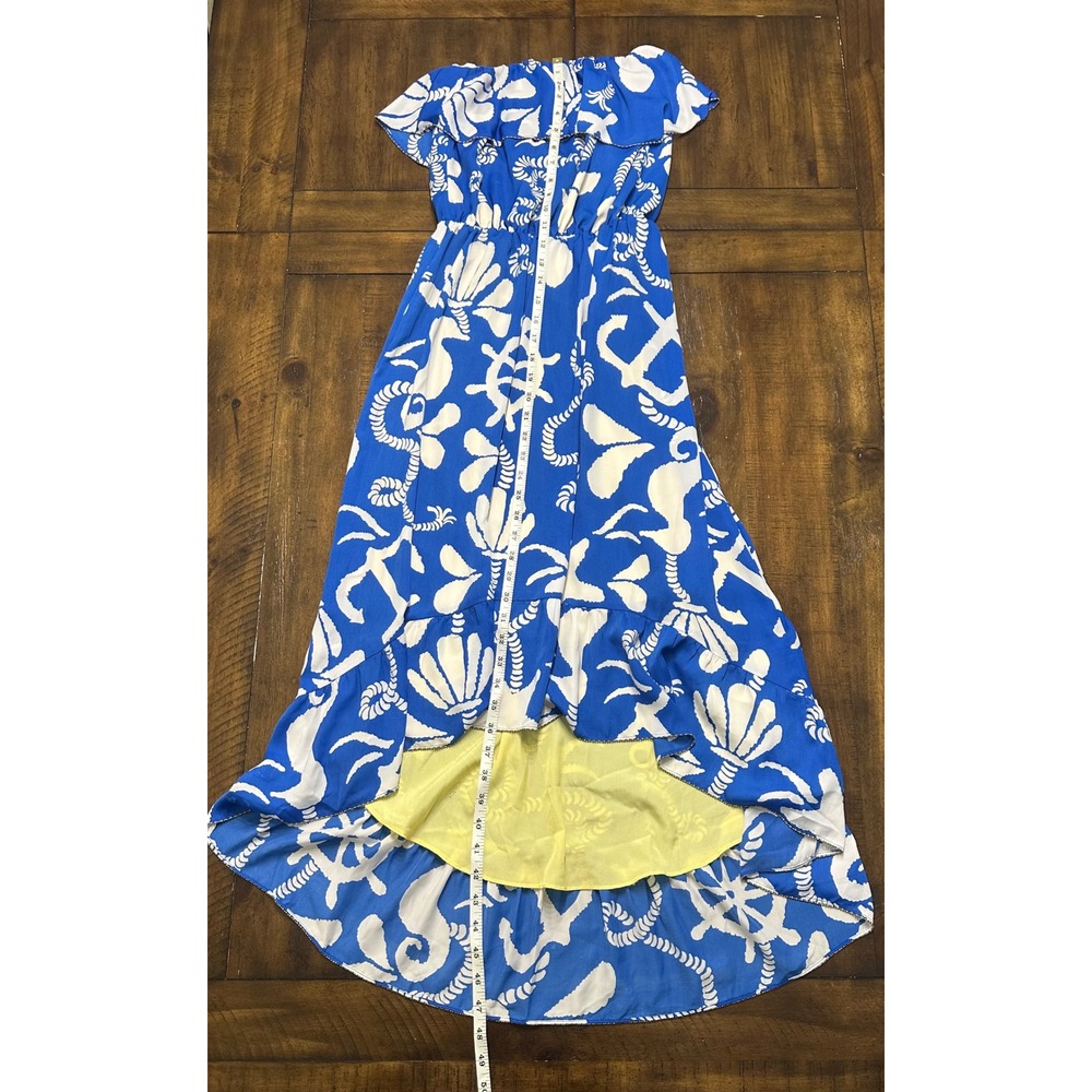 Lilly Pulitzer Strapless High-Low Nautical Anchor Dress Blue White Small - Picture 4 of 11